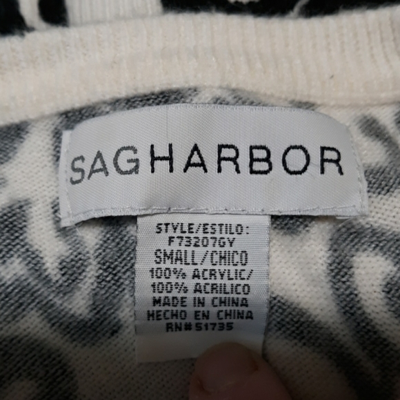 Sag harbor small black white cardigan sweater - Picture 2 of 2